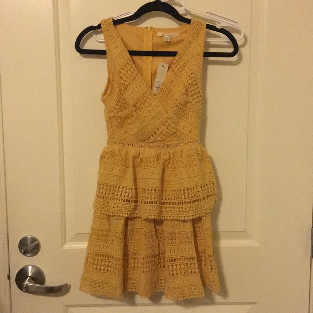 Yellow Lace Peplum Dress